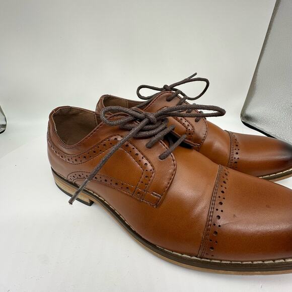 Stacy Adams Dickinson Cap-Toe Lace-up Oxford Cognac Brown Youth Boys Size 3 - Picture 4 of 16